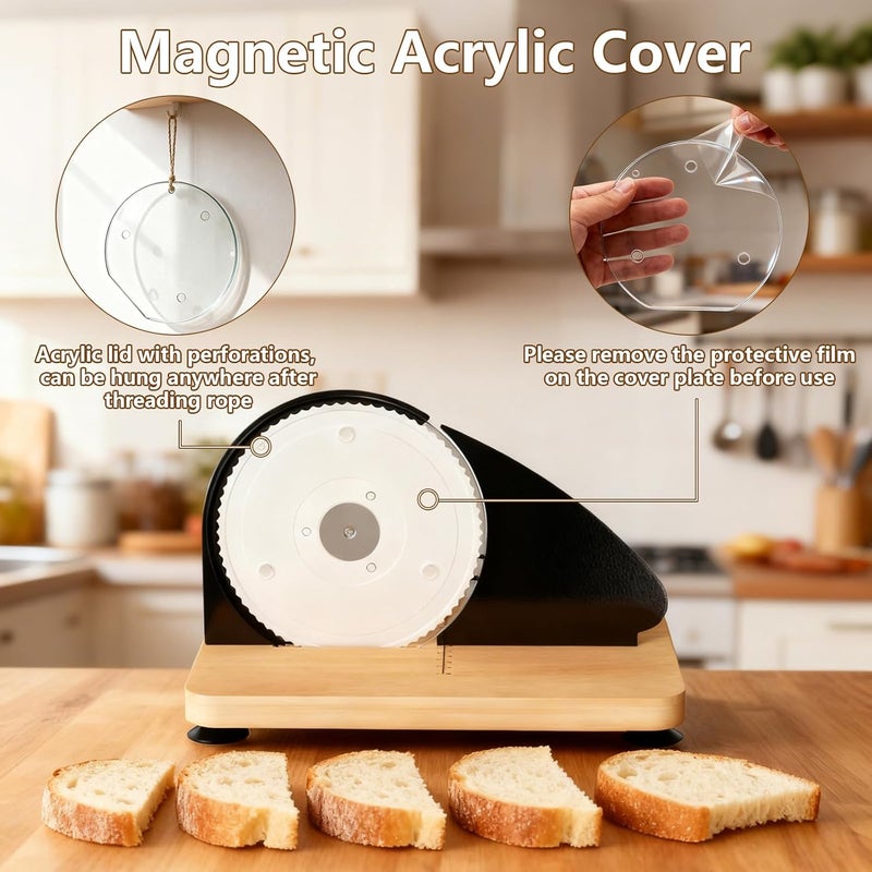 Mangoct قطاعة خبز يدوية للخبز المنزلي مع 20 كيس وغطاء أكريليك، قاطع خبز قابل للتعديل، تصميم شفرة مسننة لقطع الخبز مع خط قياس وكوب شفط للباكيتات والمزيد - Image 3